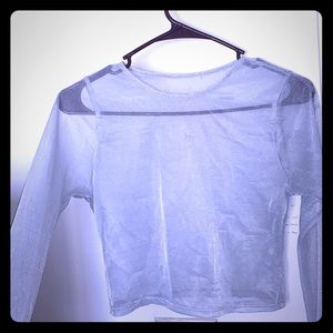 Light Grey Sheer Long sleeve Crop Top